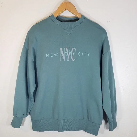 Vintage NYC Teal Green Crewneck Sweatshirt - Picture 3 of 5